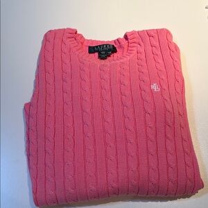 Lauren Ralph Lauren Women’s Pink Cable-Knit Crewneck Sweater